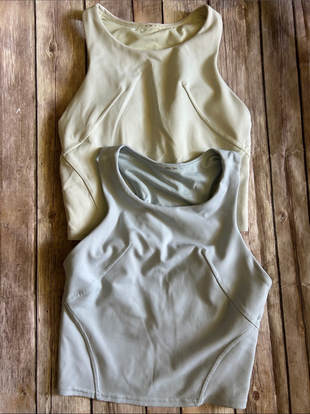 lululemon athletica Sculpted Crop Tank in Light Blue and Green